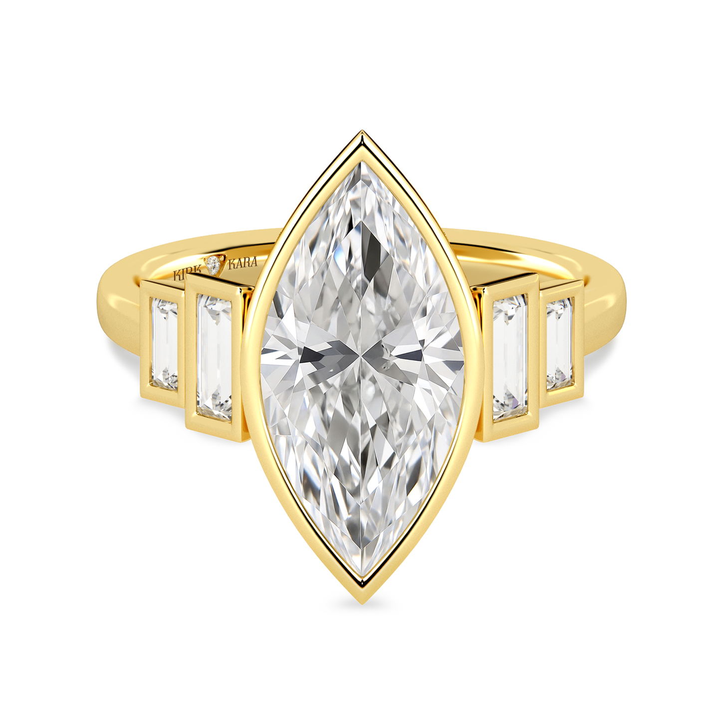 Preset Marquise Bezel Lab Diamond Engagement Ring - Center Diamond Included