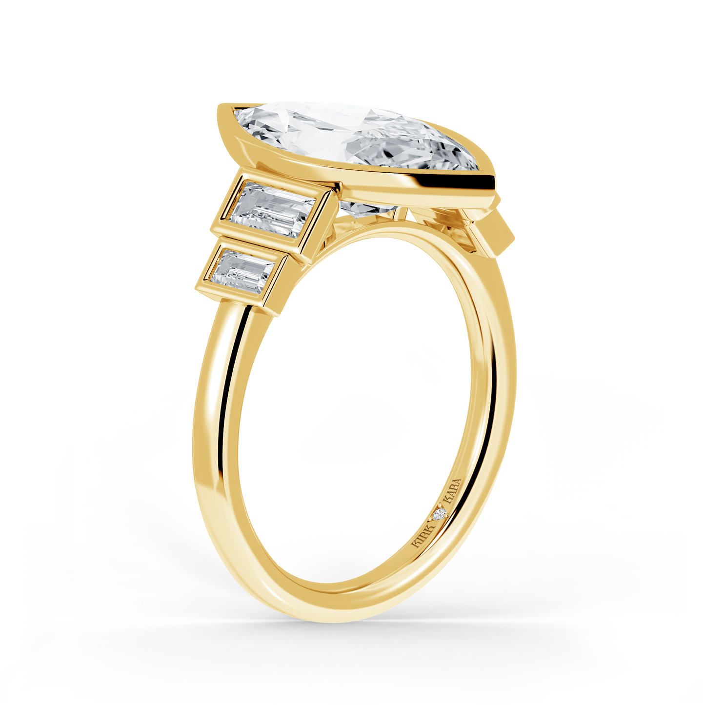 Preset Marquise Bezel Lab Diamond Engagement Ring - Center Diamond Included