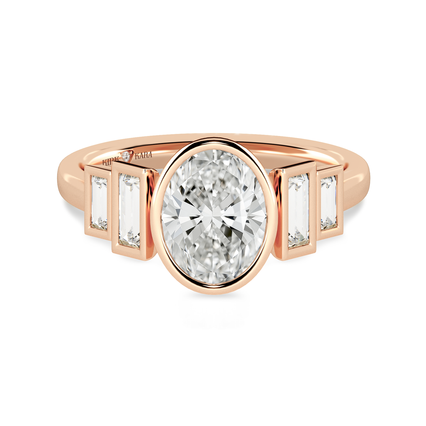 Preset Oval Bezel Lab Diamond Engagement Ring - Center Diamond Included