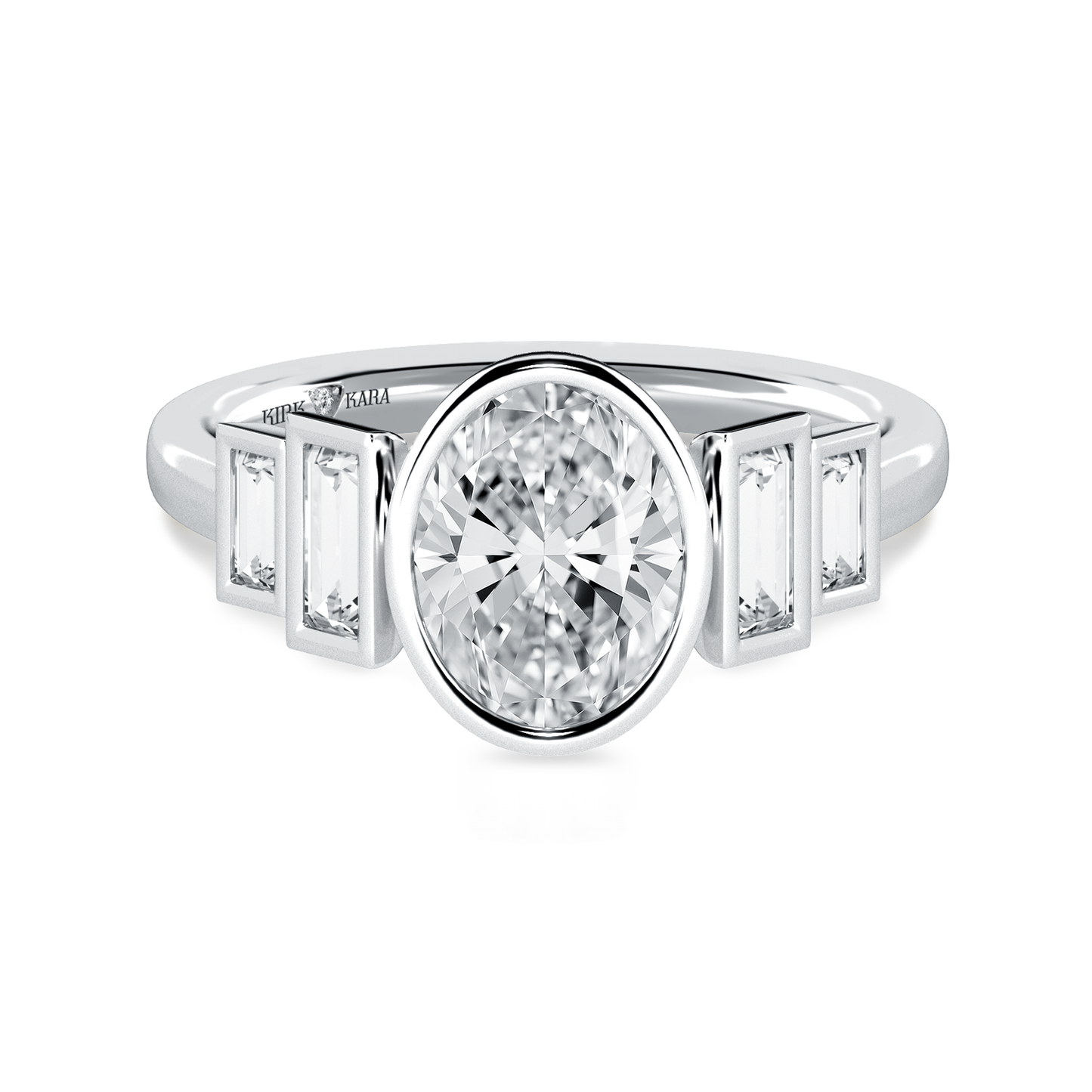 Preset Oval Bezel Lab Diamond Engagement Ring - Center Diamond Included