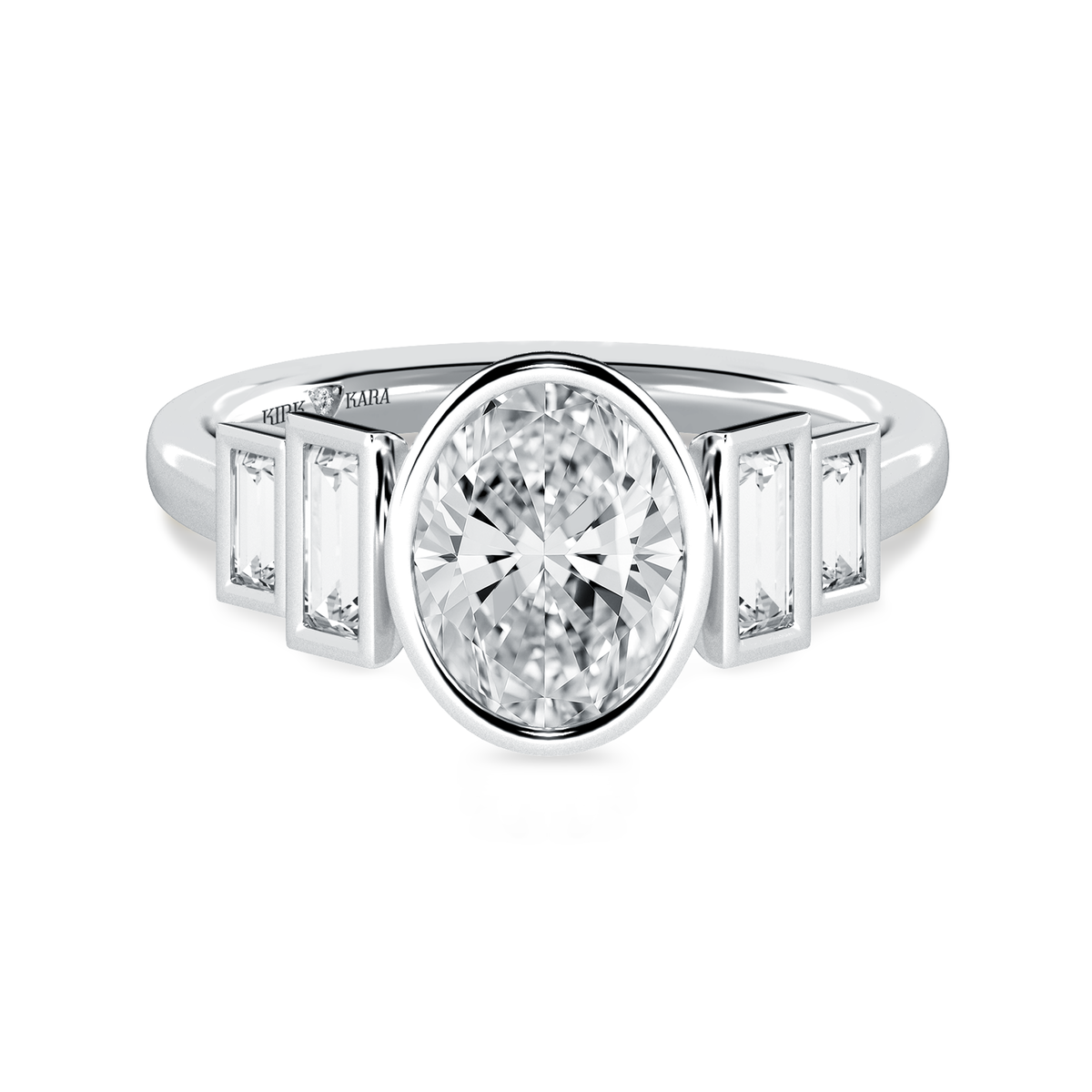 Preset Oval Bezel Lab Diamond Engagement Ring - Center Diamond Include ...