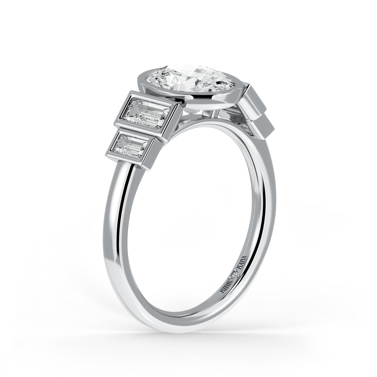 Preset Oval Bezel Lab Diamond Engagement Ring - Center Diamond Include ...
