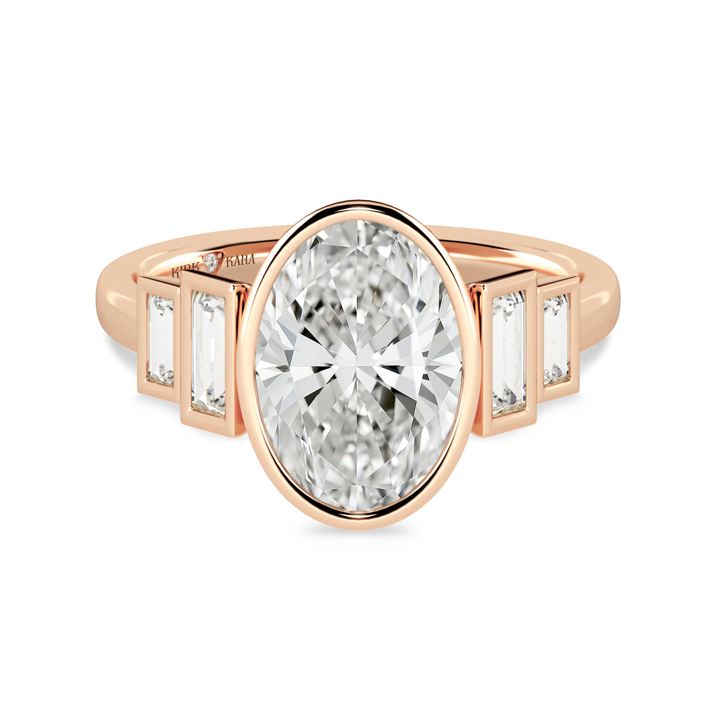 Five Stone Baguette Bezel Cathedral Diamond Engagement Ring