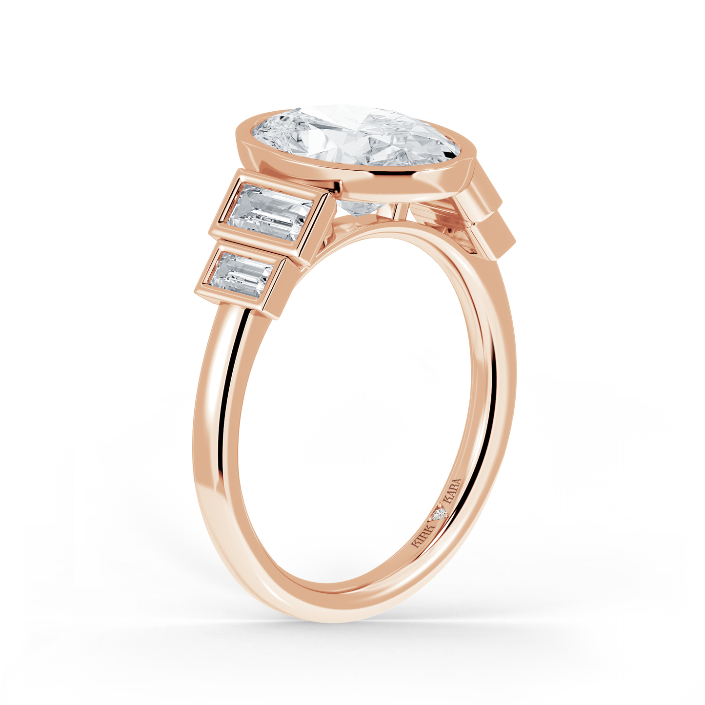 Five Stone Baguette Bezel Cathedral Diamond Engagement Ring