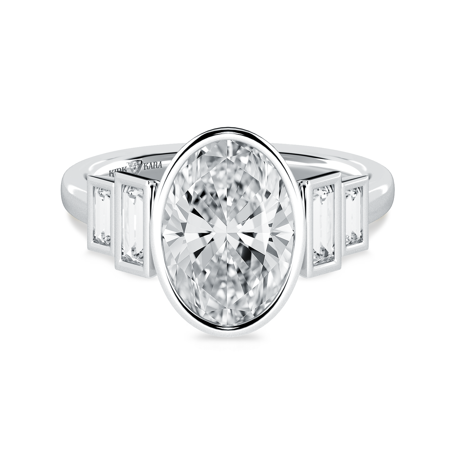 Five Stone Baguette Bezel Cathedral Diamond Engagement Ring