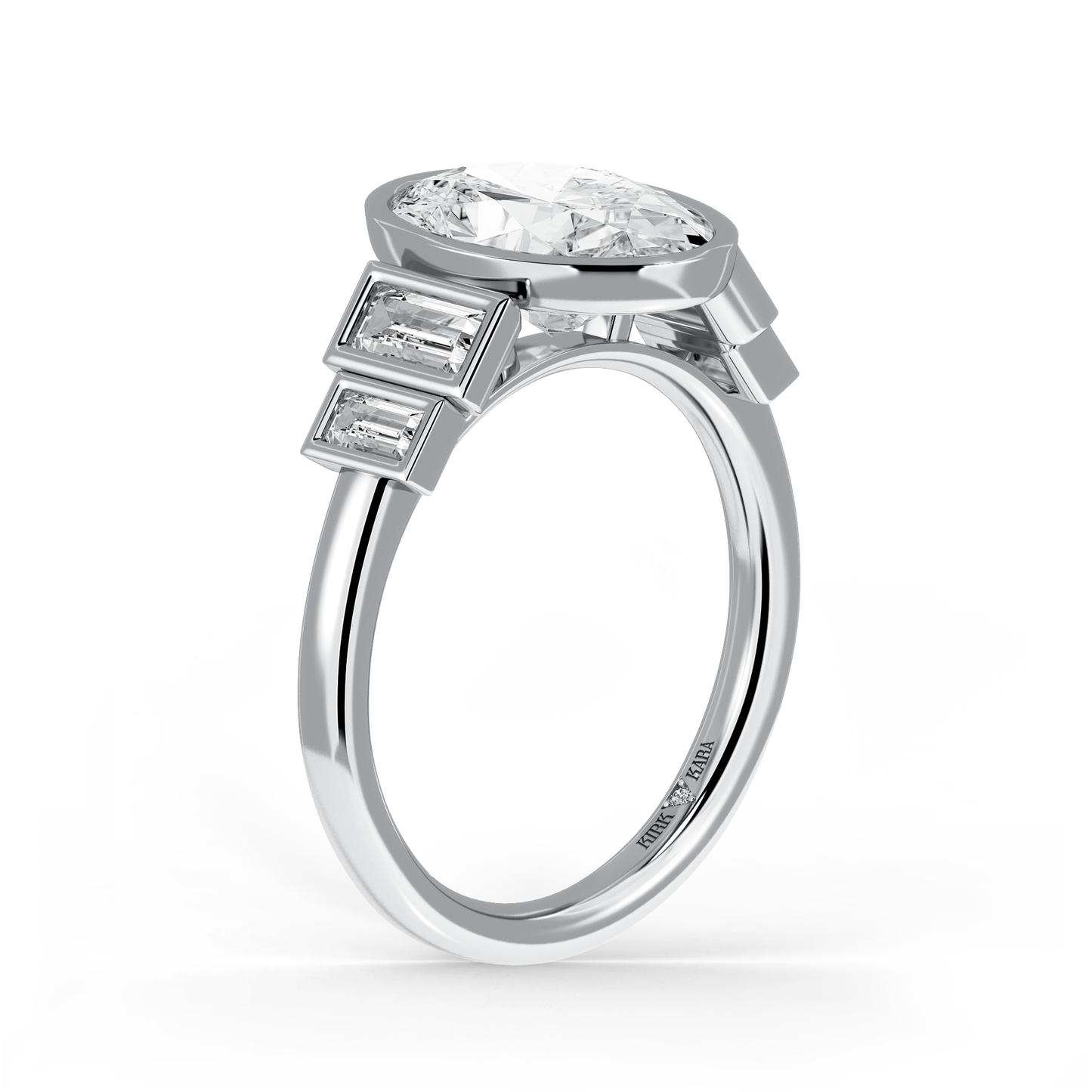 Five Stone Baguette Bezel Cathedral Diamond Engagement Ring