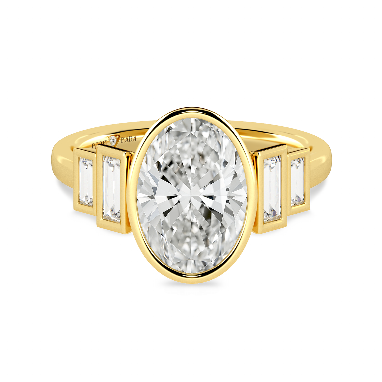 Five Stone Baguette Bezel Cathedral Diamond Engagement Ring