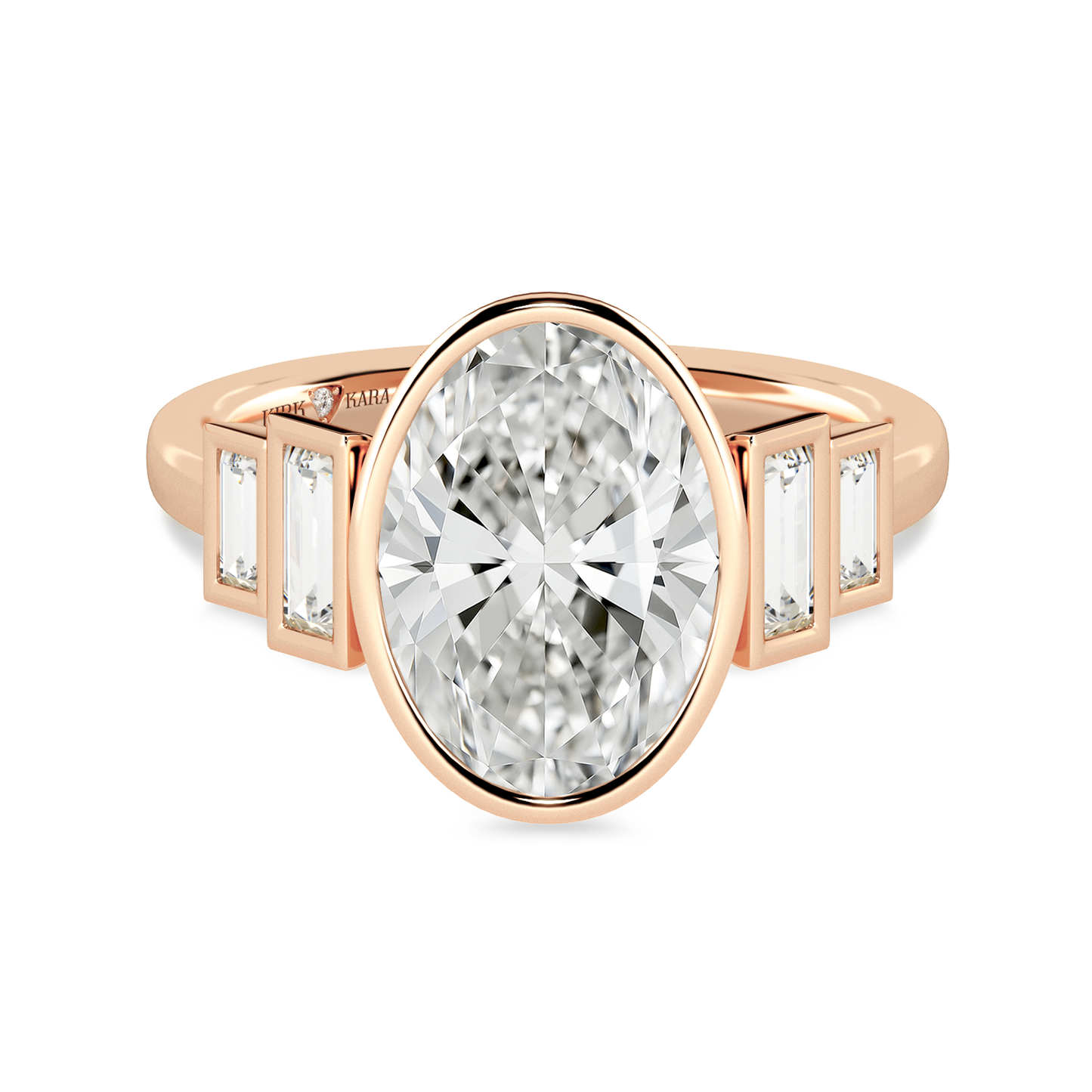 Preset Oval Bezel Lab Diamond Engagement Ring - Center Diamond Included