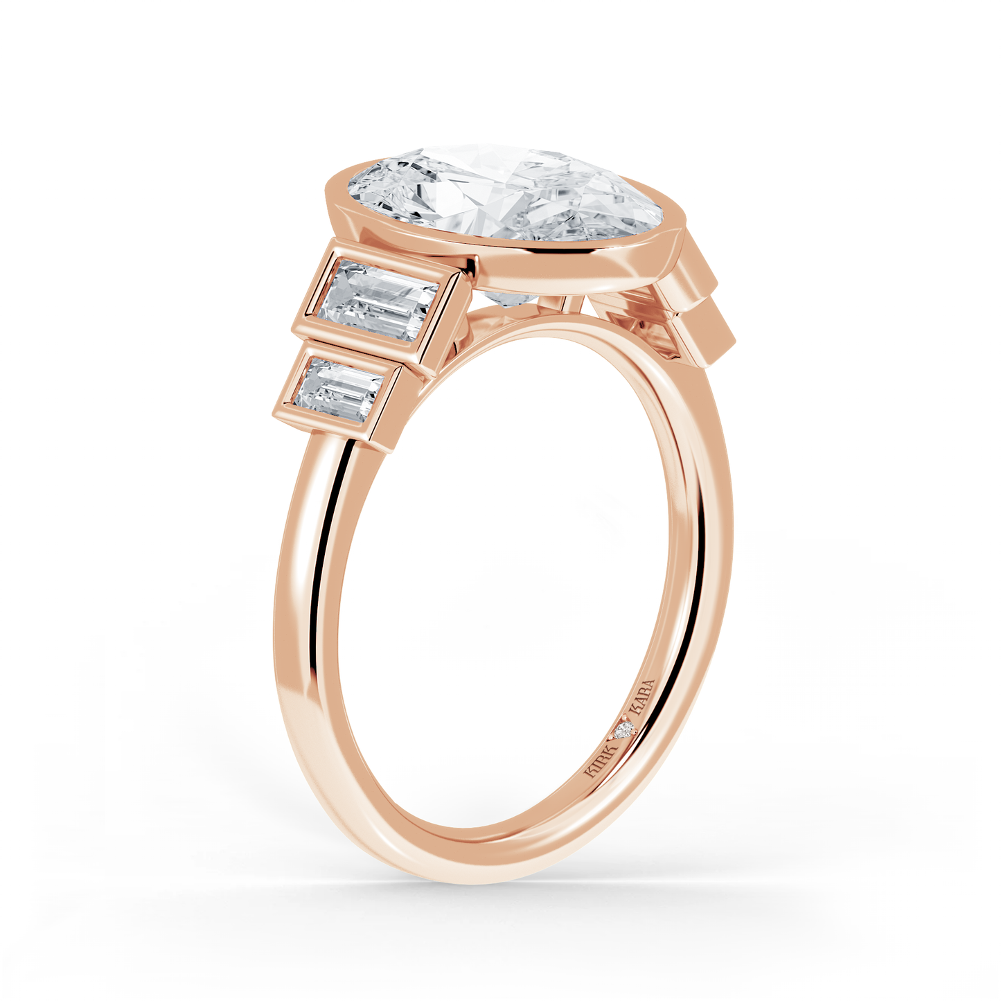 Preset Oval Bezel Lab Diamond Engagement Ring - Center Diamond Included