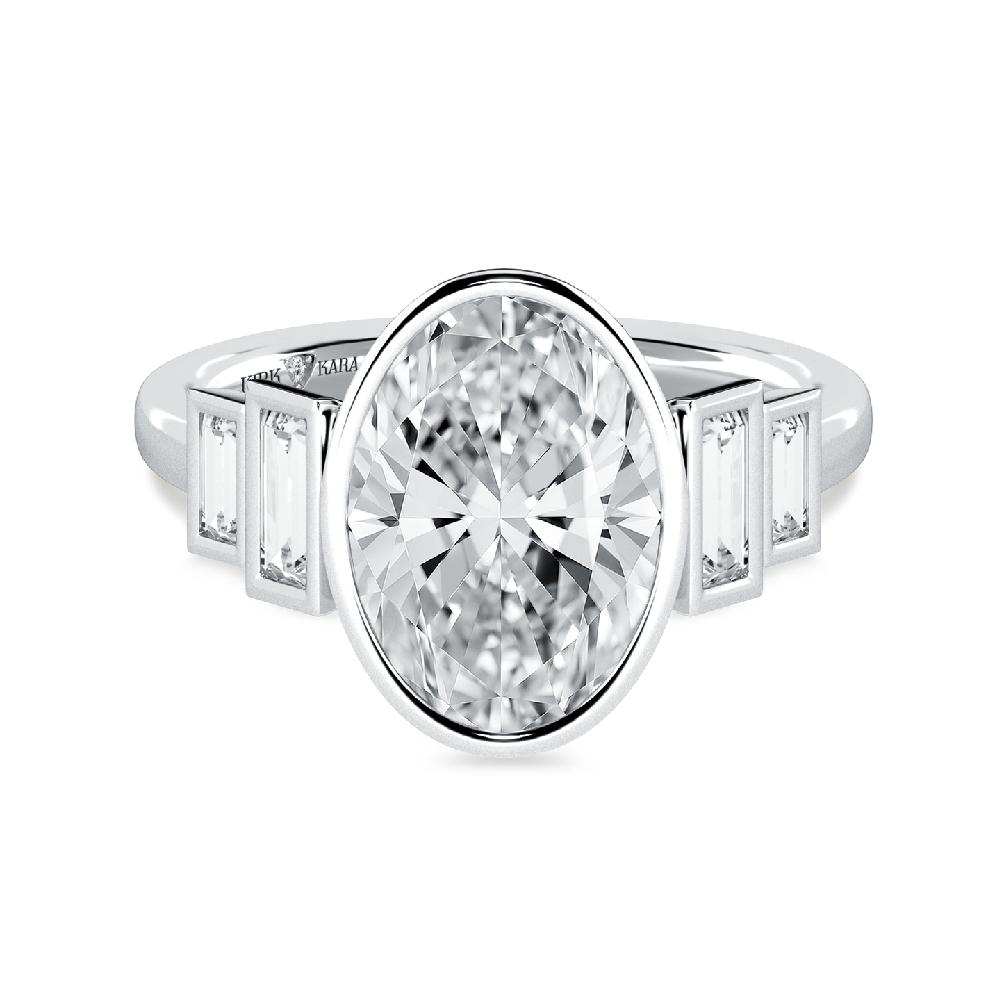 Preset Oval Bezel Lab Diamond Engagement Ring - Center Diamond Included