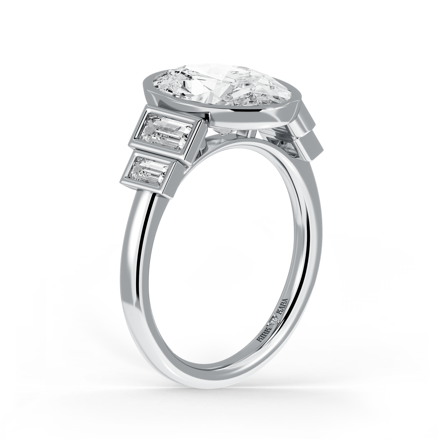Preset Oval Bezel Lab Diamond Engagement Ring - Center Diamond Included