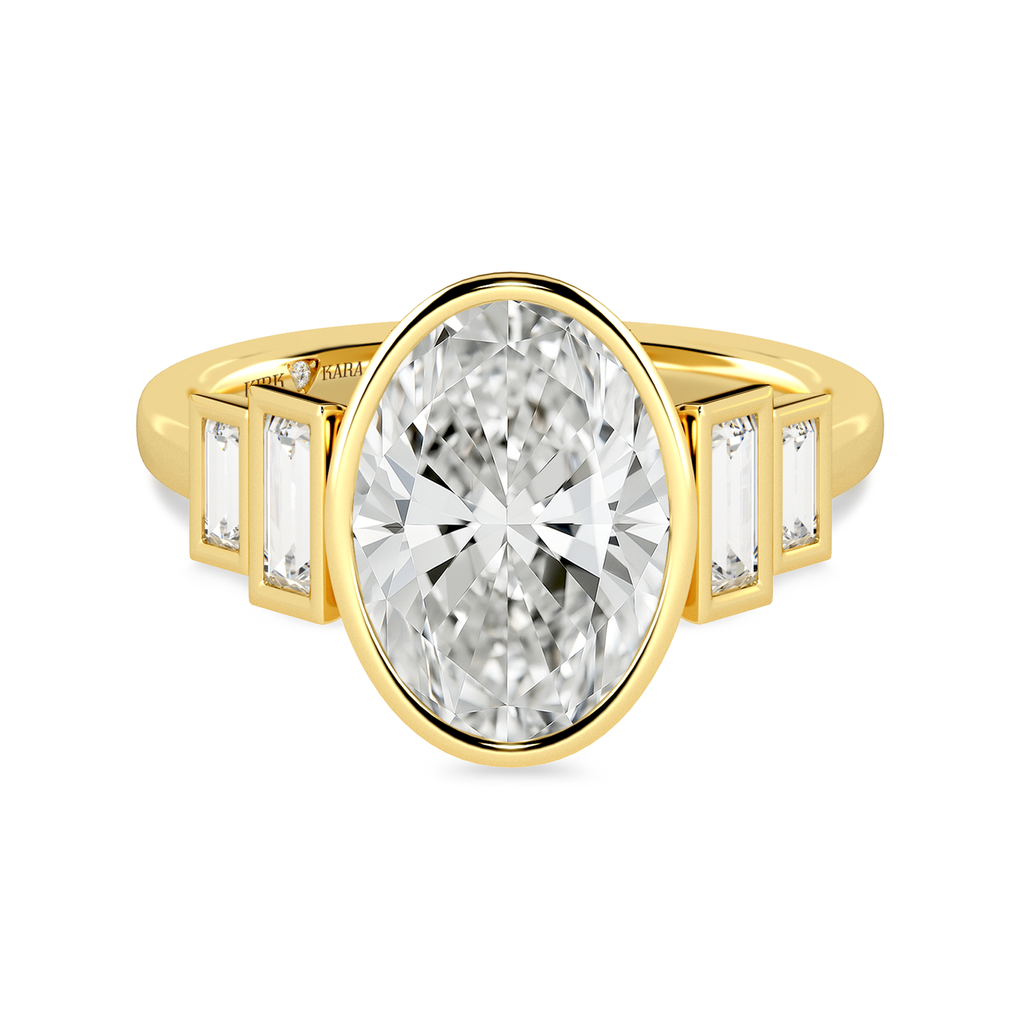 Preset Oval Bezel Lab Diamond Engagement Ring - Center Diamond Included