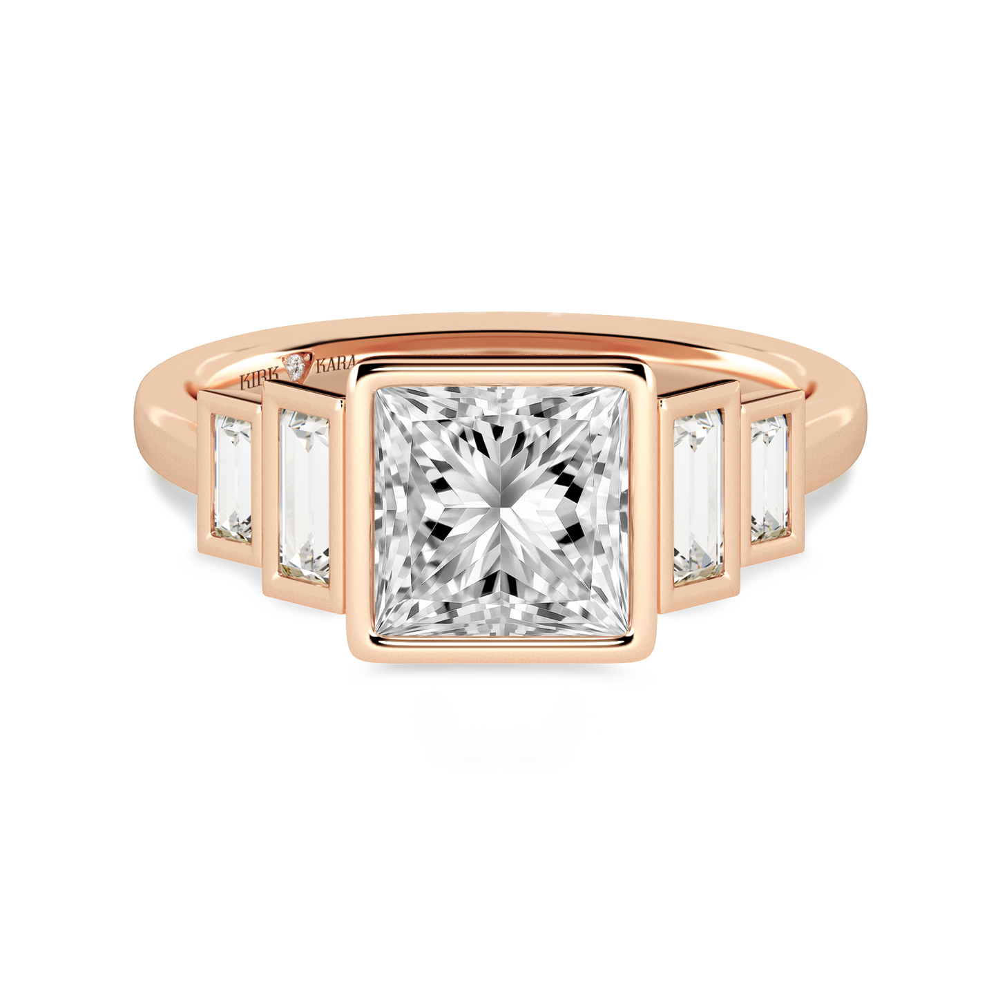 Preset Princess Bezel Lab Diamond Engagement Ring - Center Diamond Included