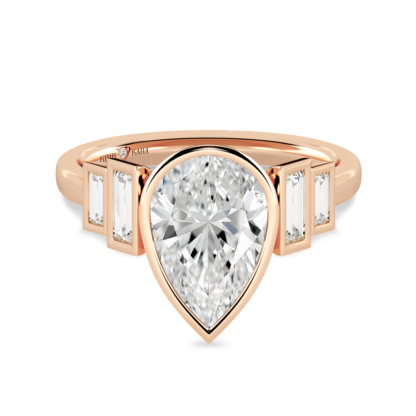 Five Stone Baguette Bezel Cathedral Diamond Engagement Ring
