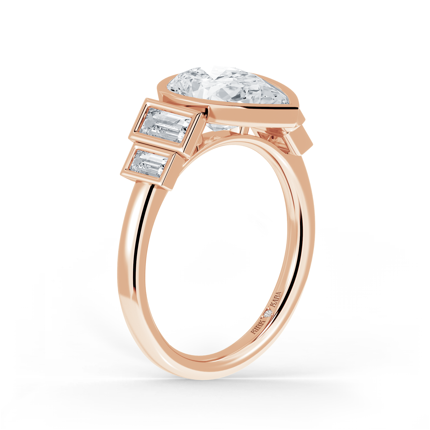 Five Stone Baguette Bezel Cathedral Diamond Engagement Ring