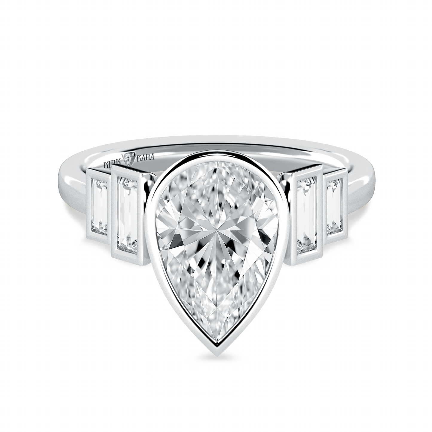 Five Stone Baguette Bezel Cathedral Diamond Engagement Ring
