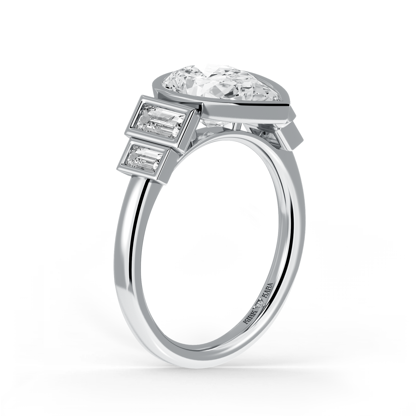 Five Stone Baguette Bezel Cathedral Diamond Engagement Ring