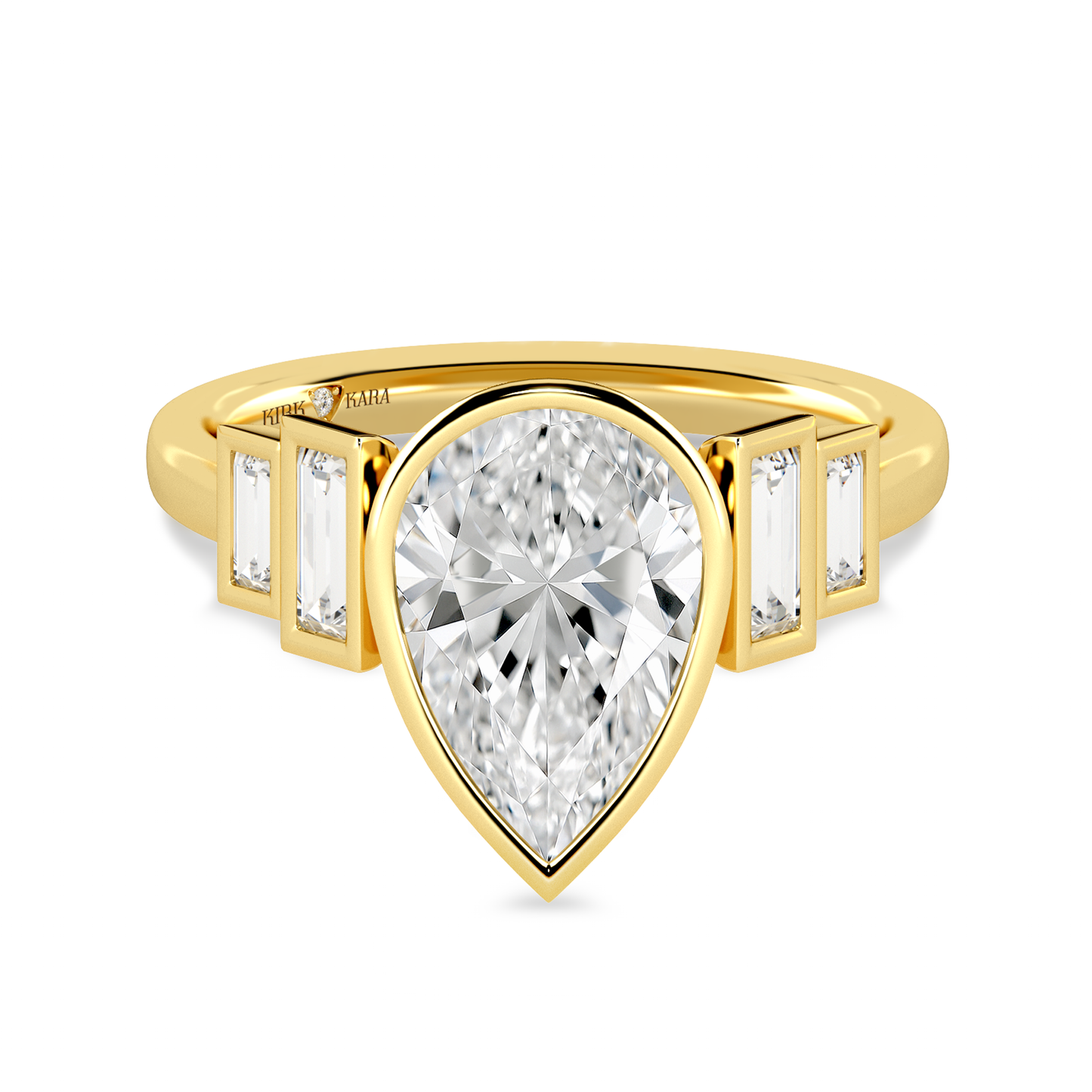 Five Stone Baguette Bezel Cathedral Diamond Engagement Ring