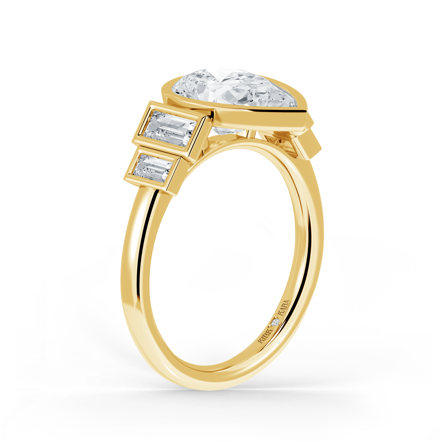 Five Stone Baguette Bezel Cathedral Diamond Engagement Ring