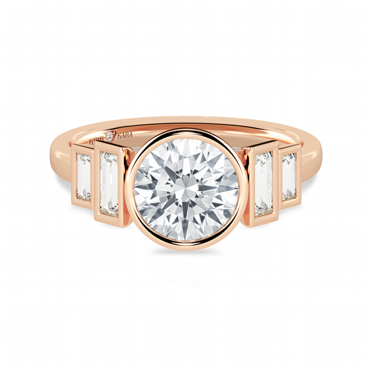 Preset Round Bezel Lab Diamond Engagement Ring - Center Diamond Included