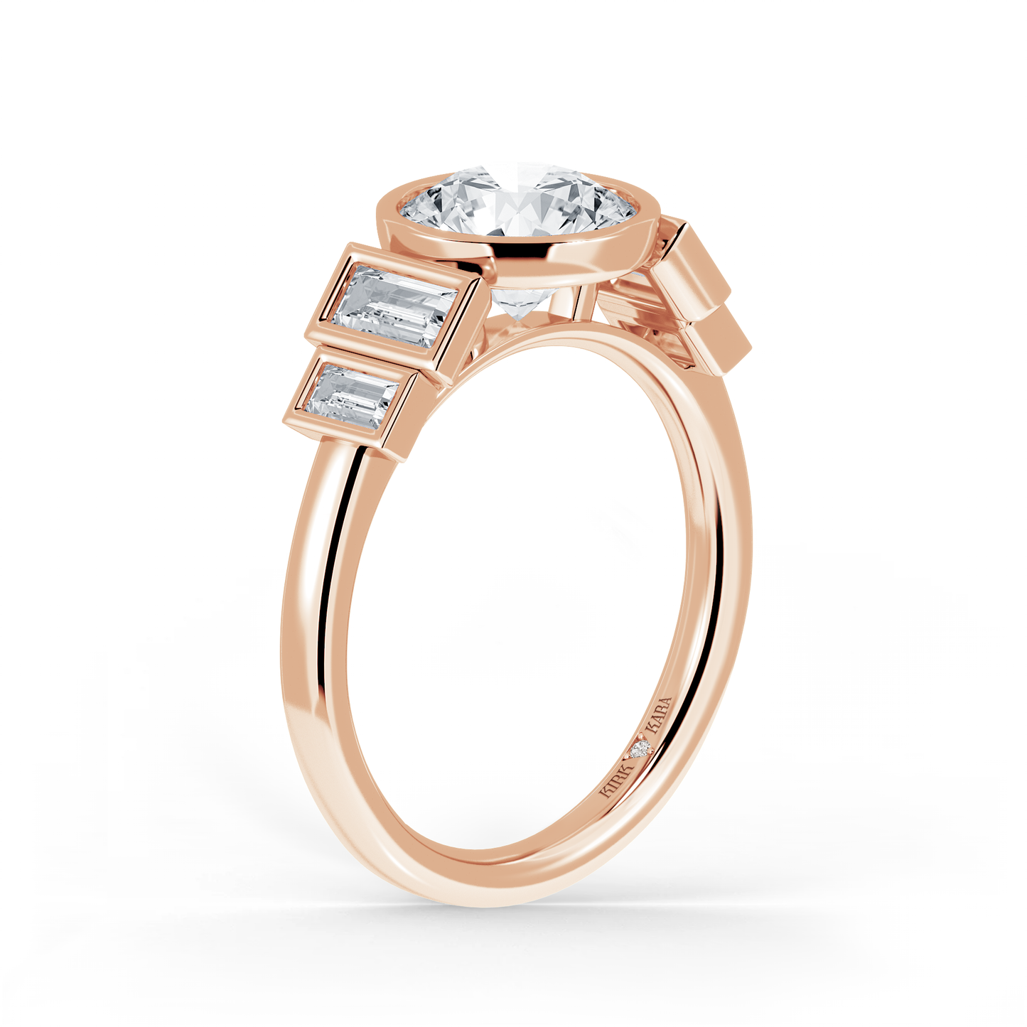 Preset Round Bezel Lab Diamond Engagement Ring - Center Diamond Included