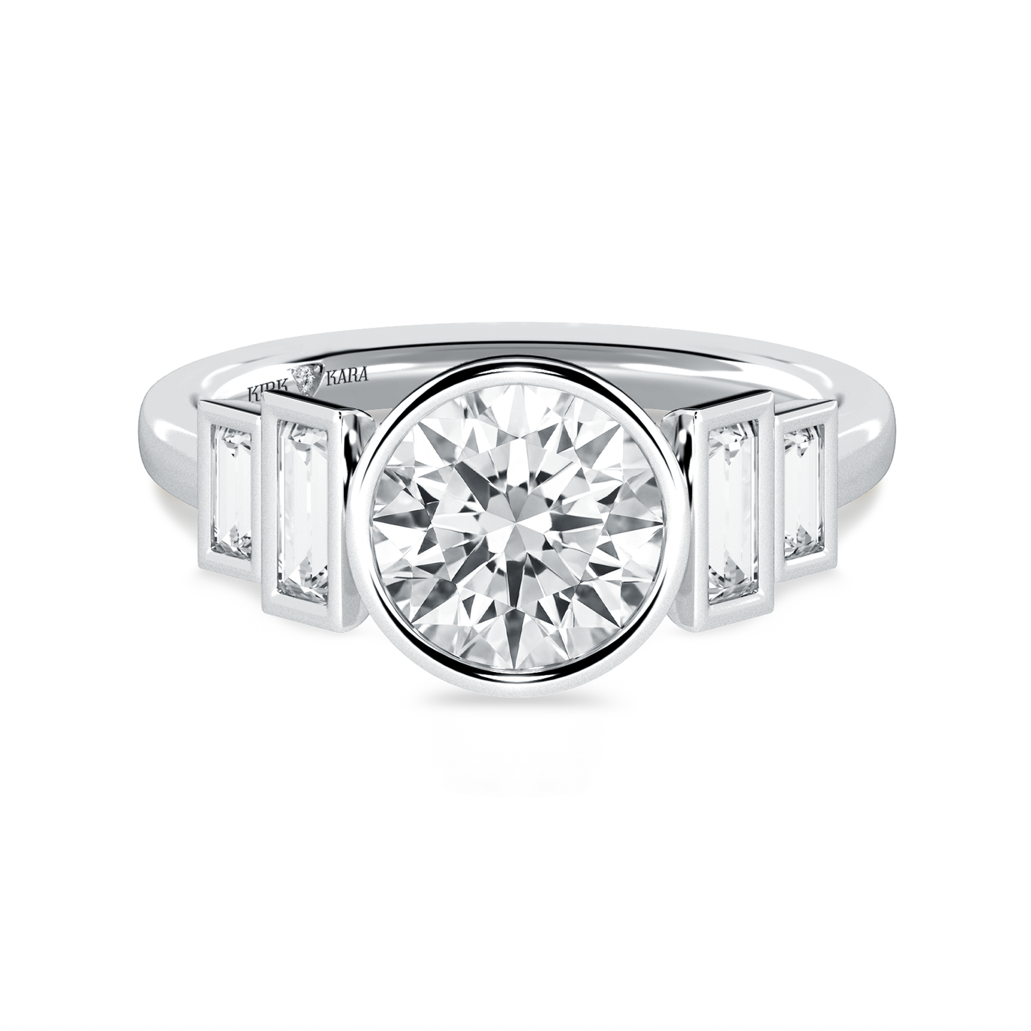 Preset Round Bezel Lab Diamond Engagement Ring - Center Diamond Included