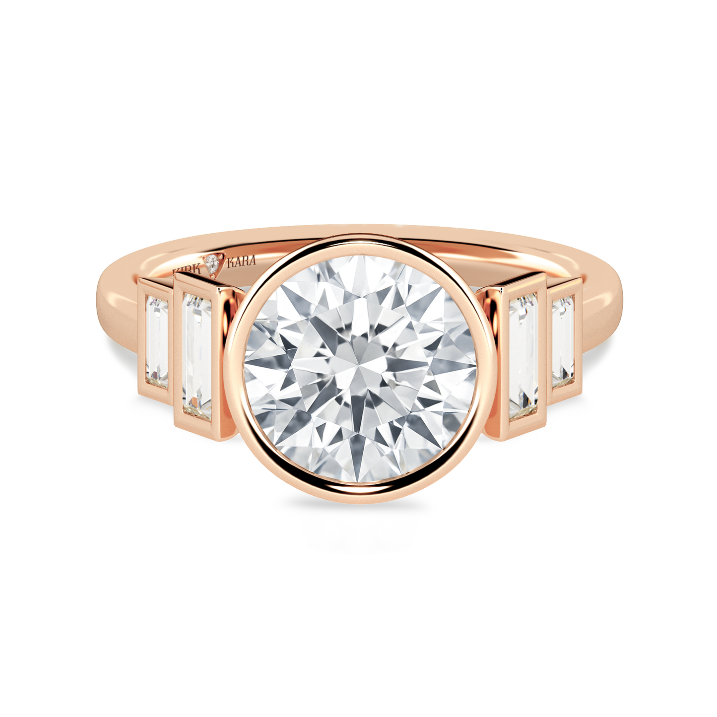 Five Stone Baguette Bezel Cathedral Diamond Engagement Ring