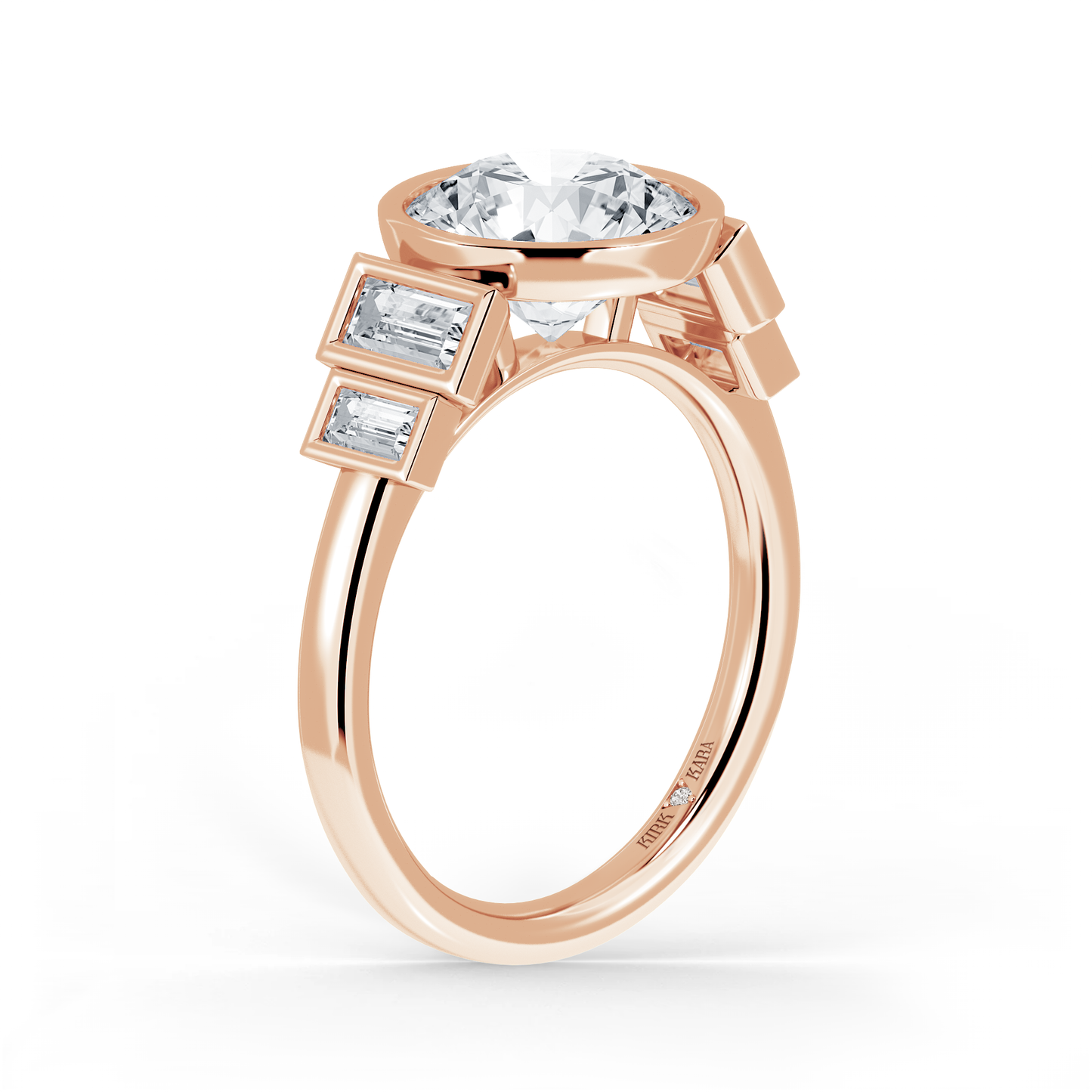Five Stone Baguette Bezel Cathedral Diamond Engagement Ring
