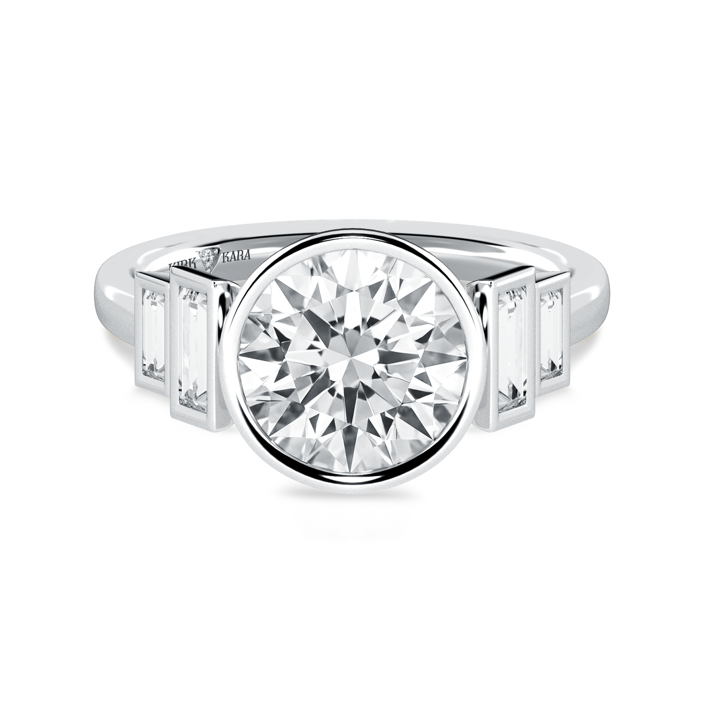 Five Stone Baguette Bezel Cathedral Diamond Engagement Ring