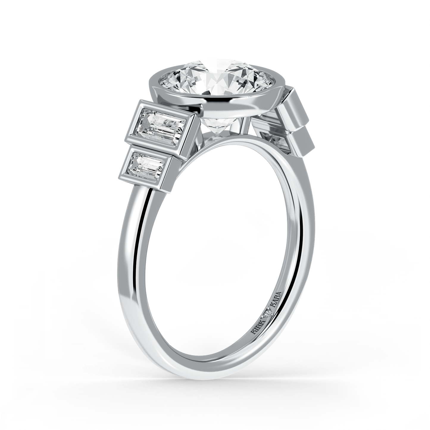 Five Stone Baguette Bezel Cathedral Diamond Engagement Ring