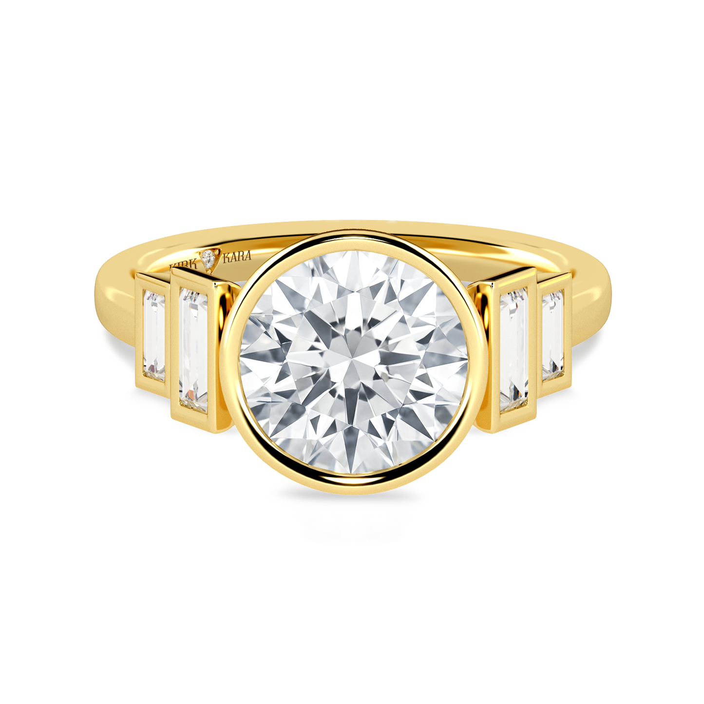 Five Stone Baguette Bezel Cathedral Diamond Engagement Ring