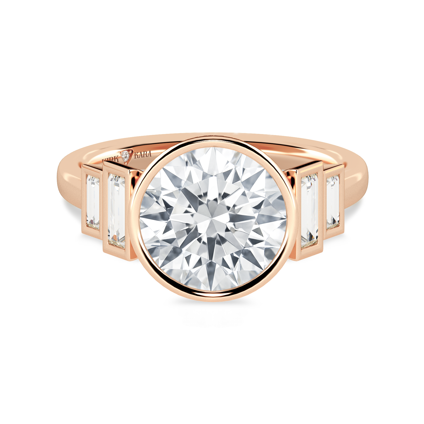 Preset Round Bezel Lab Diamond Engagement Ring - Center Diamond Included