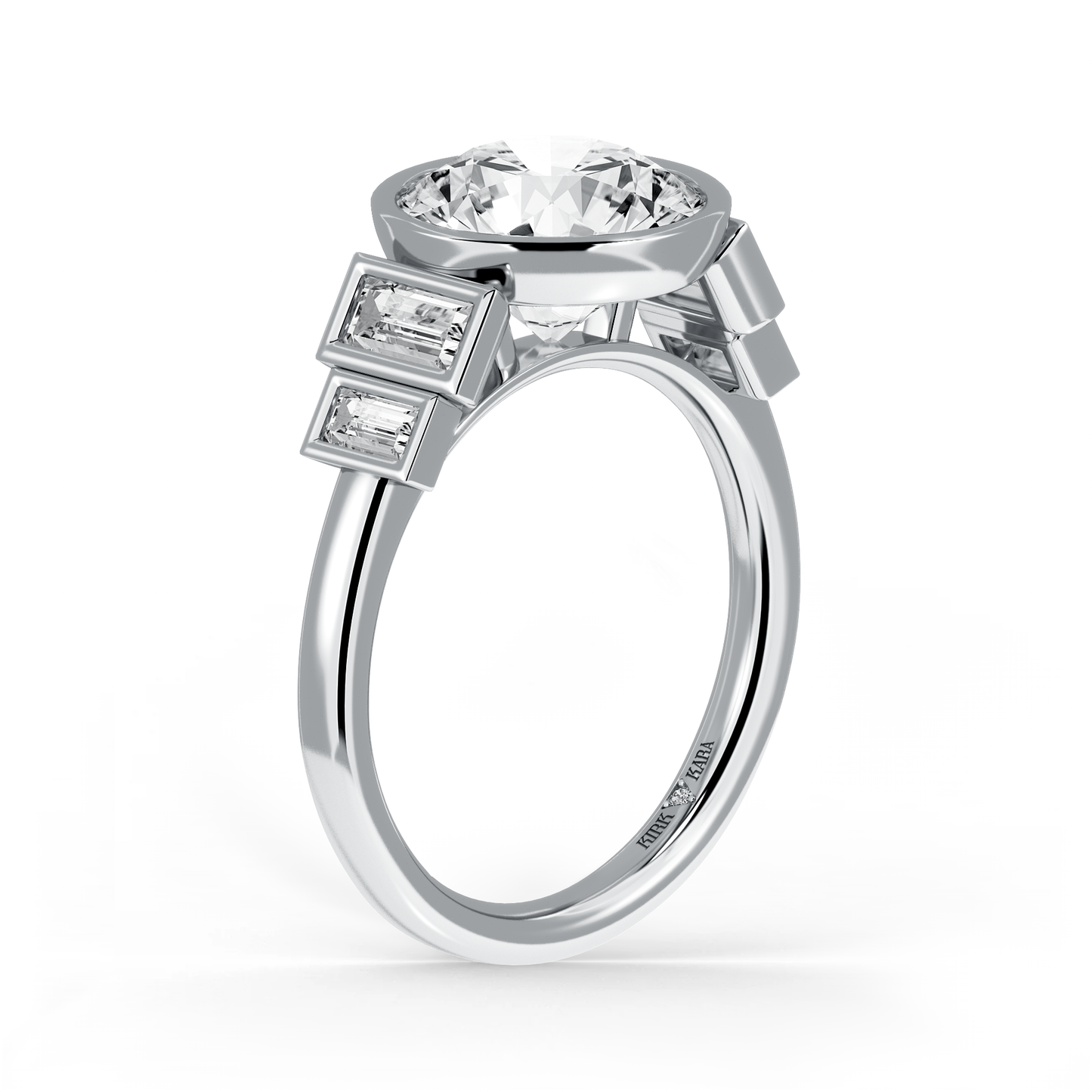 Preset Round Bezel Lab Diamond Engagement Ring - Center Diamond Included