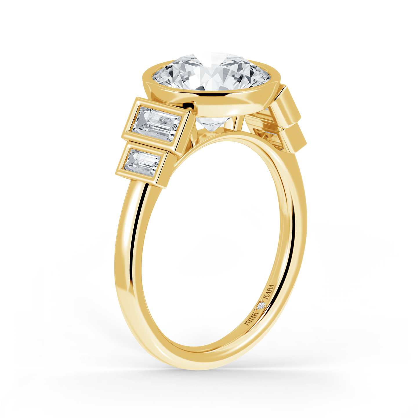 Preset Round Bezel Lab Diamond Engagement Ring - Center Diamond Included