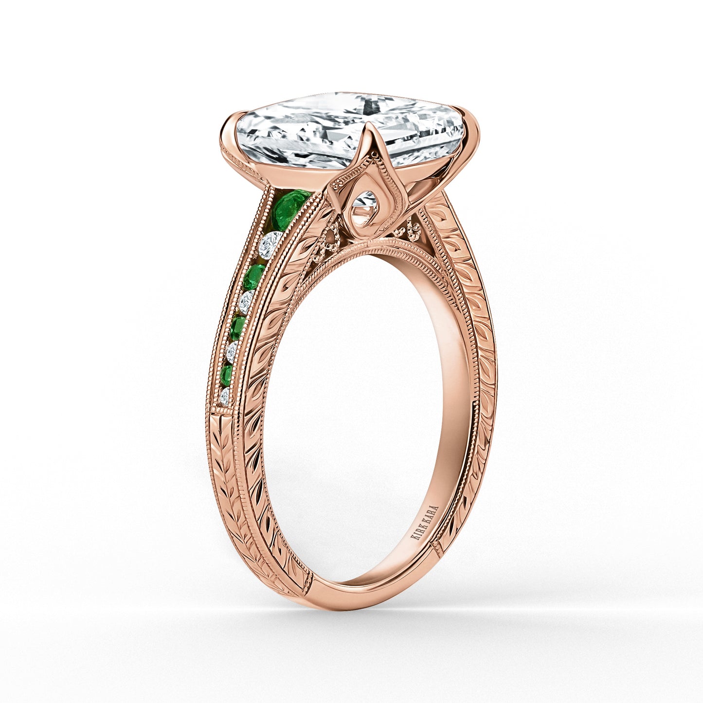 Channel Set Petal Crown Tsavorite Diamond Engagement Ring
