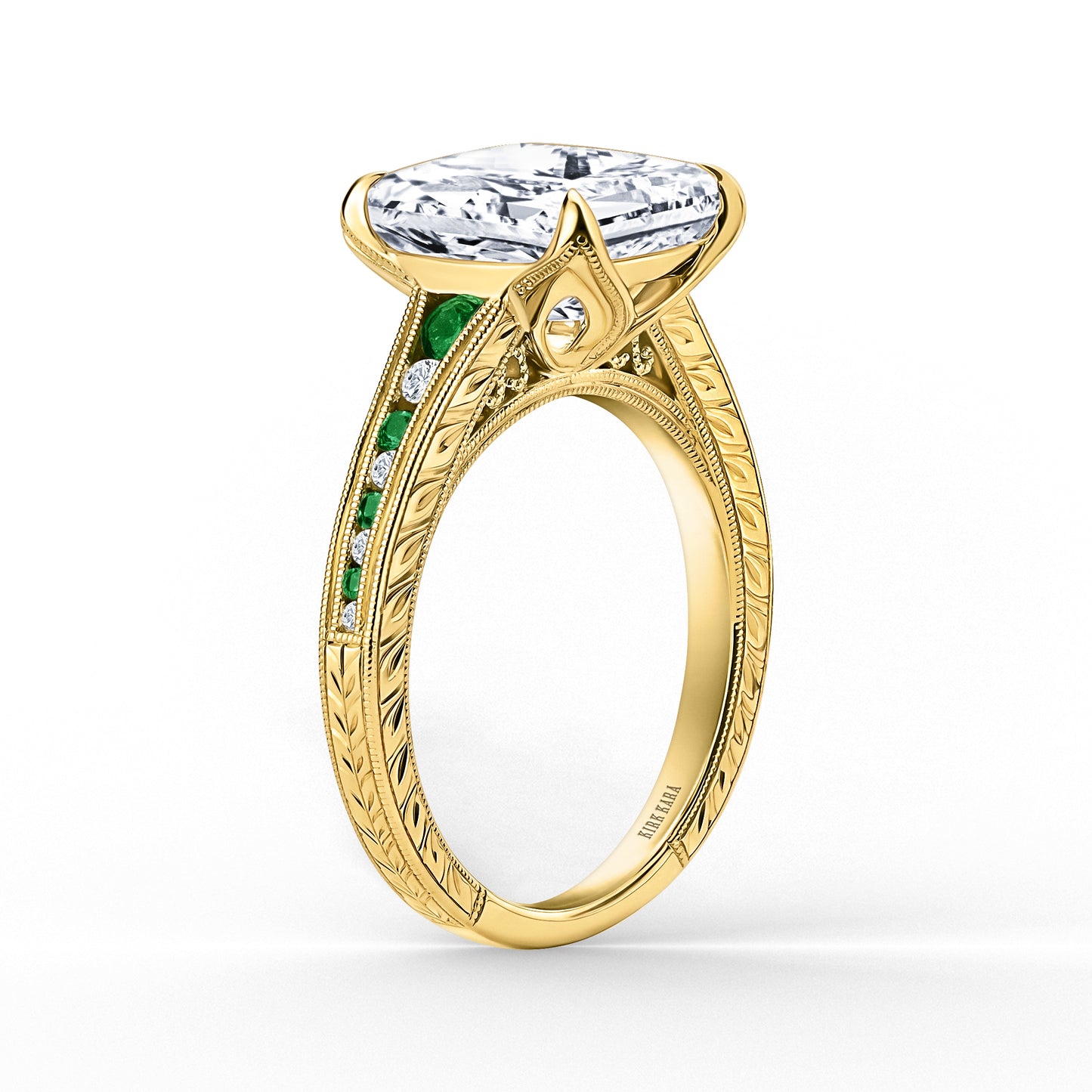 Channel Set Petal Crown Tsavorite Diamond Engagement Ring