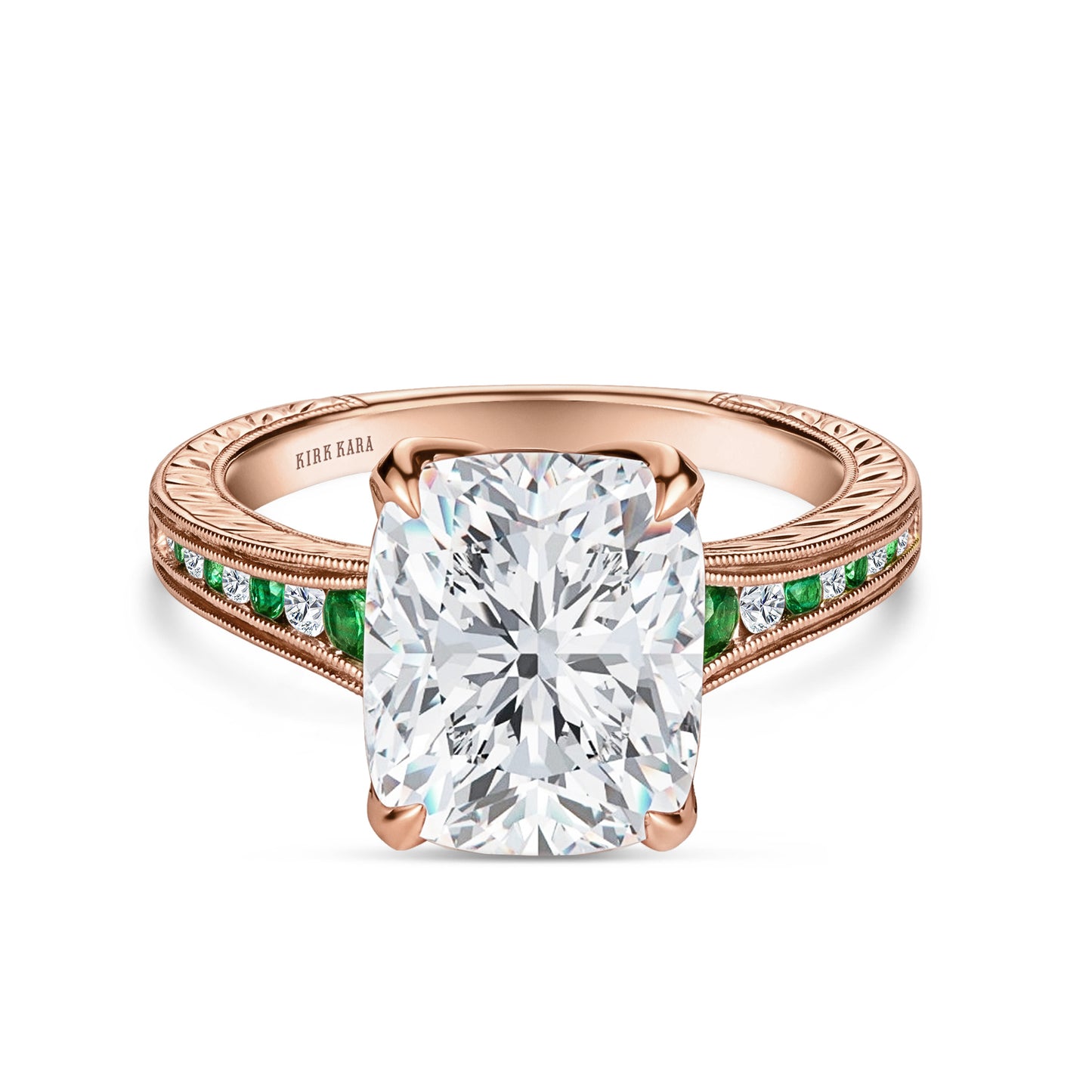 Channel Set Petal Crown Tsavorite Diamond Engagement Ring