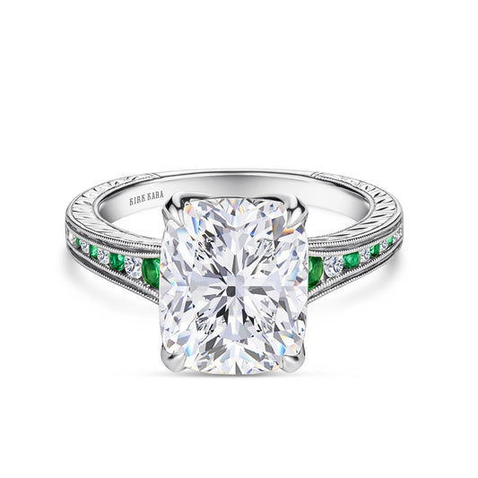 Channel Set Petal Crown Tsavorite Diamond Engagement Ring