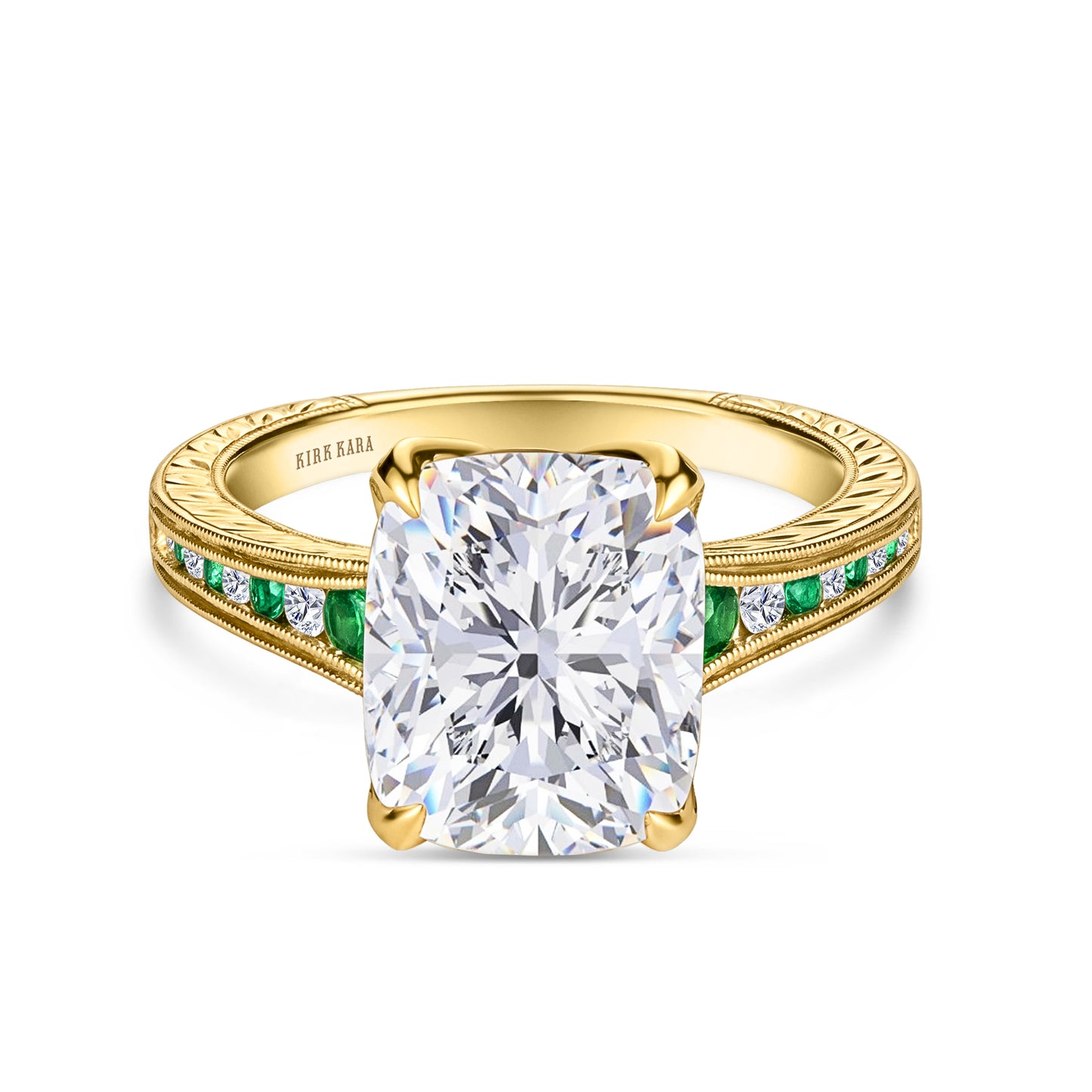 Channel Set Petal Crown Tsavorite Diamond Engagement Ring