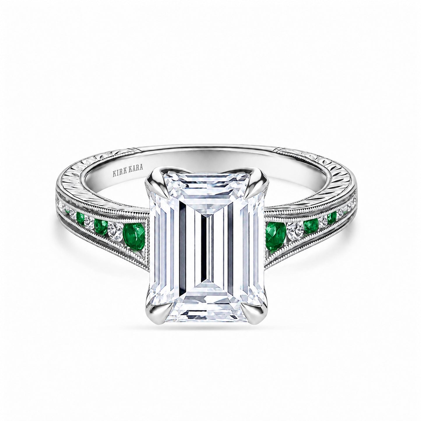 Channel Set Petal Crown Tsavorite Diamond Engagement Ring