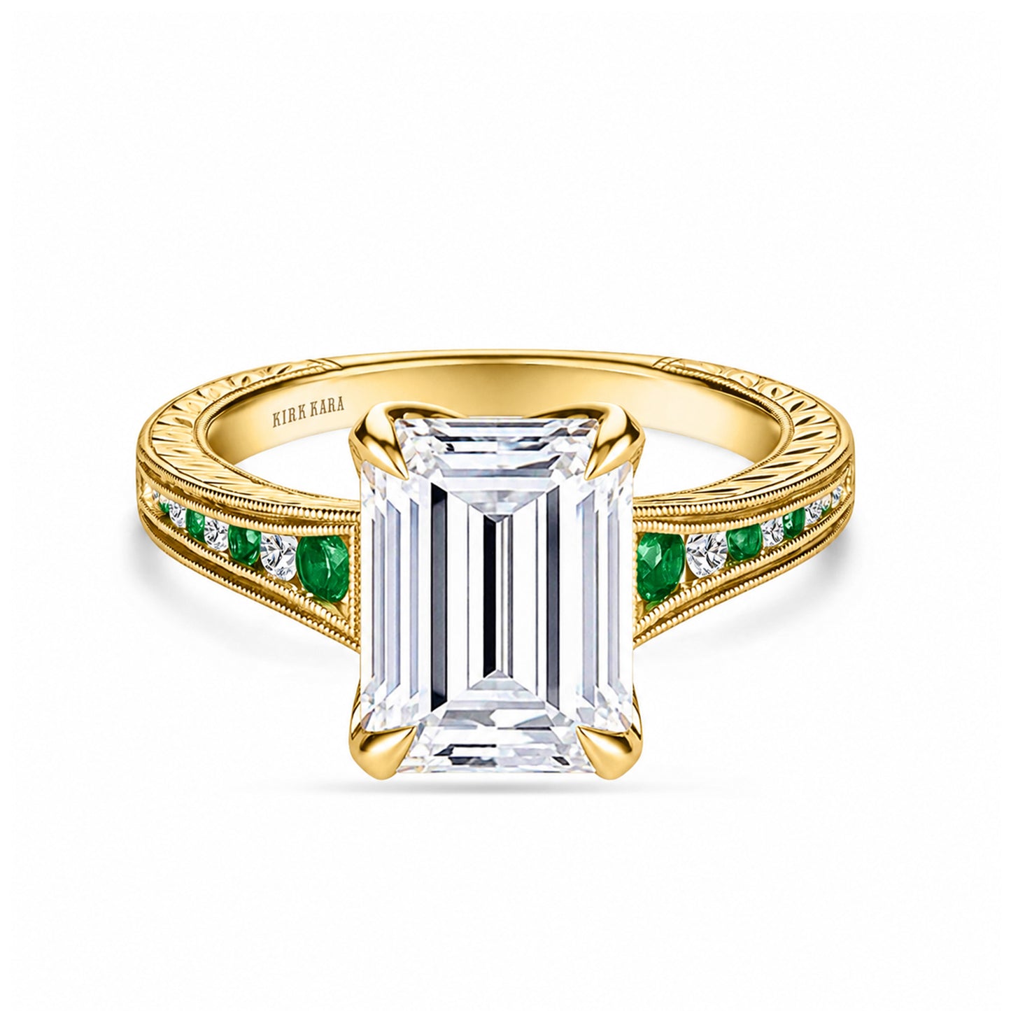Channel Set Petal Crown Tsavorite Diamond Engagement Ring