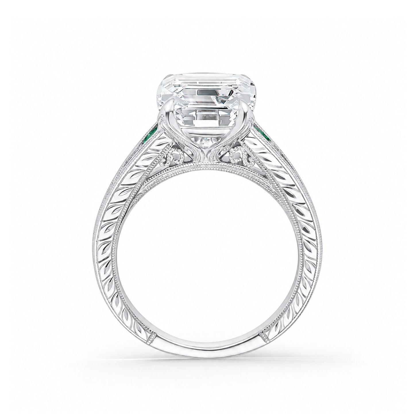 Channel Set Petal Crown Tsavorite Diamond Engagement Ring