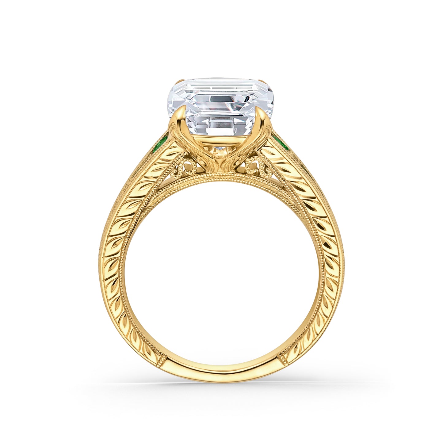 Channel Set Petal Crown Tsavorite Diamond Engagement Ring
