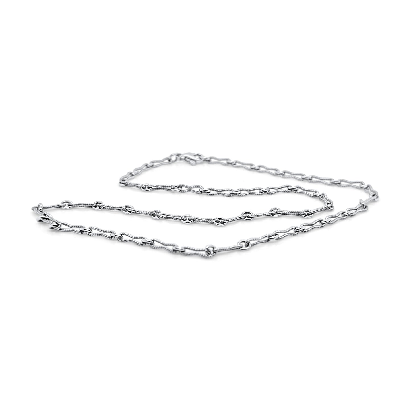 18K White Gold Handmade 16 Inch Paperclip Chain
