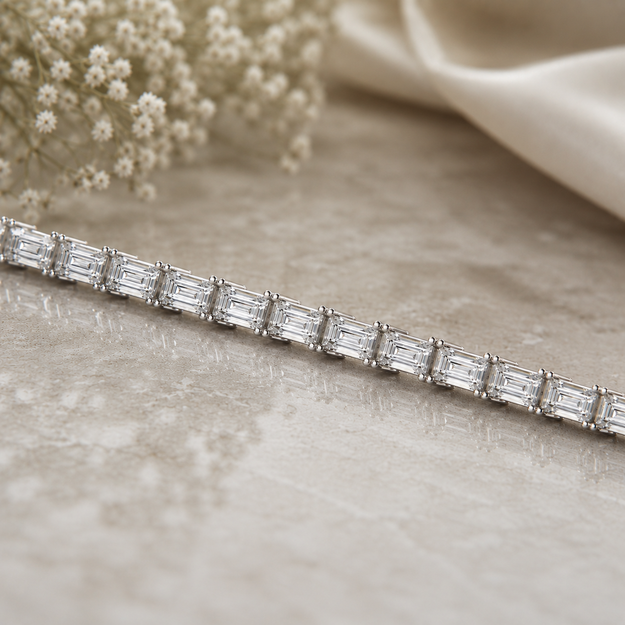 Elegant Emerald Diamond Tennis Bracelet