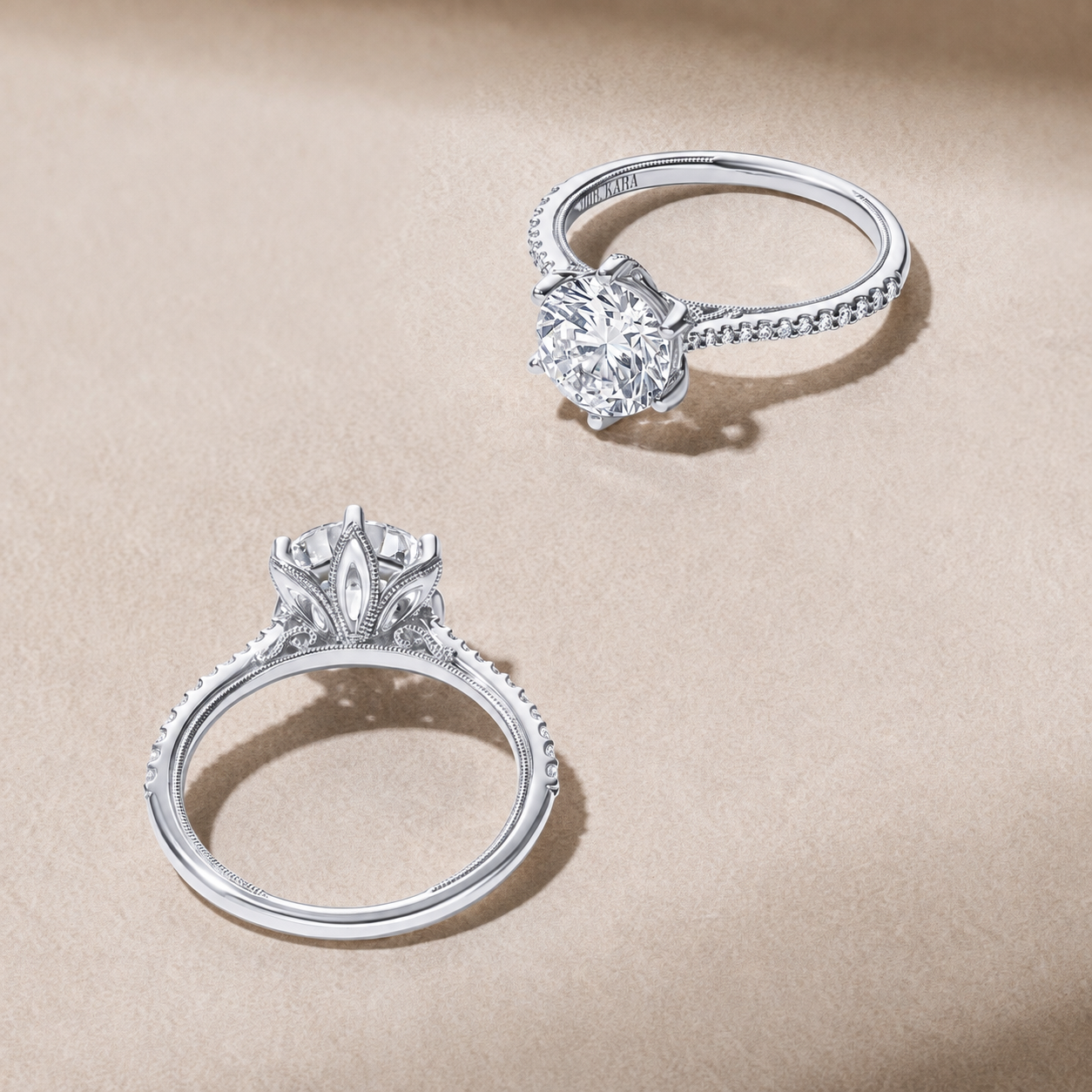 Filigree Diamond Solitaire Engagement Ring