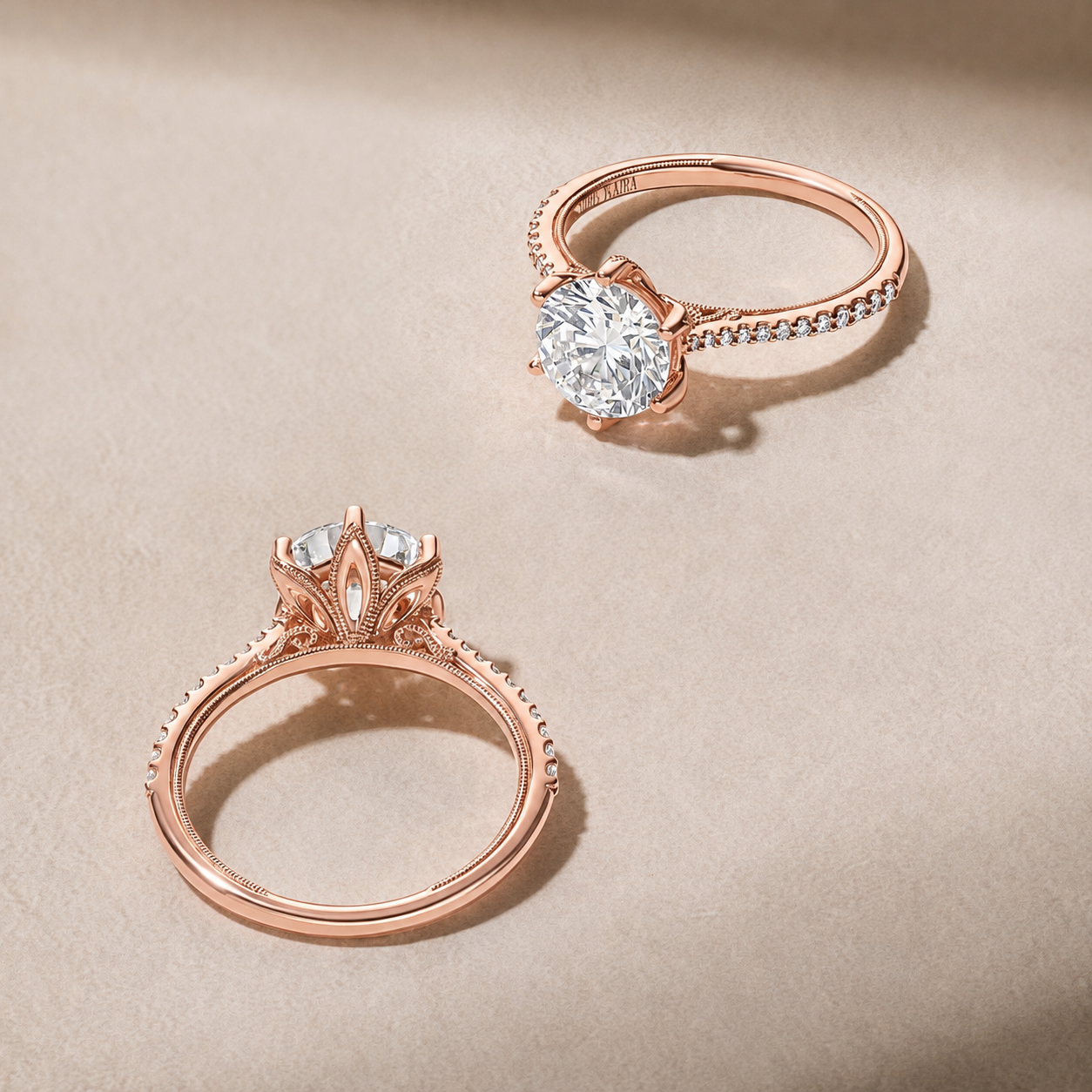 Filigree Diamond Solitaire Engagement Ring