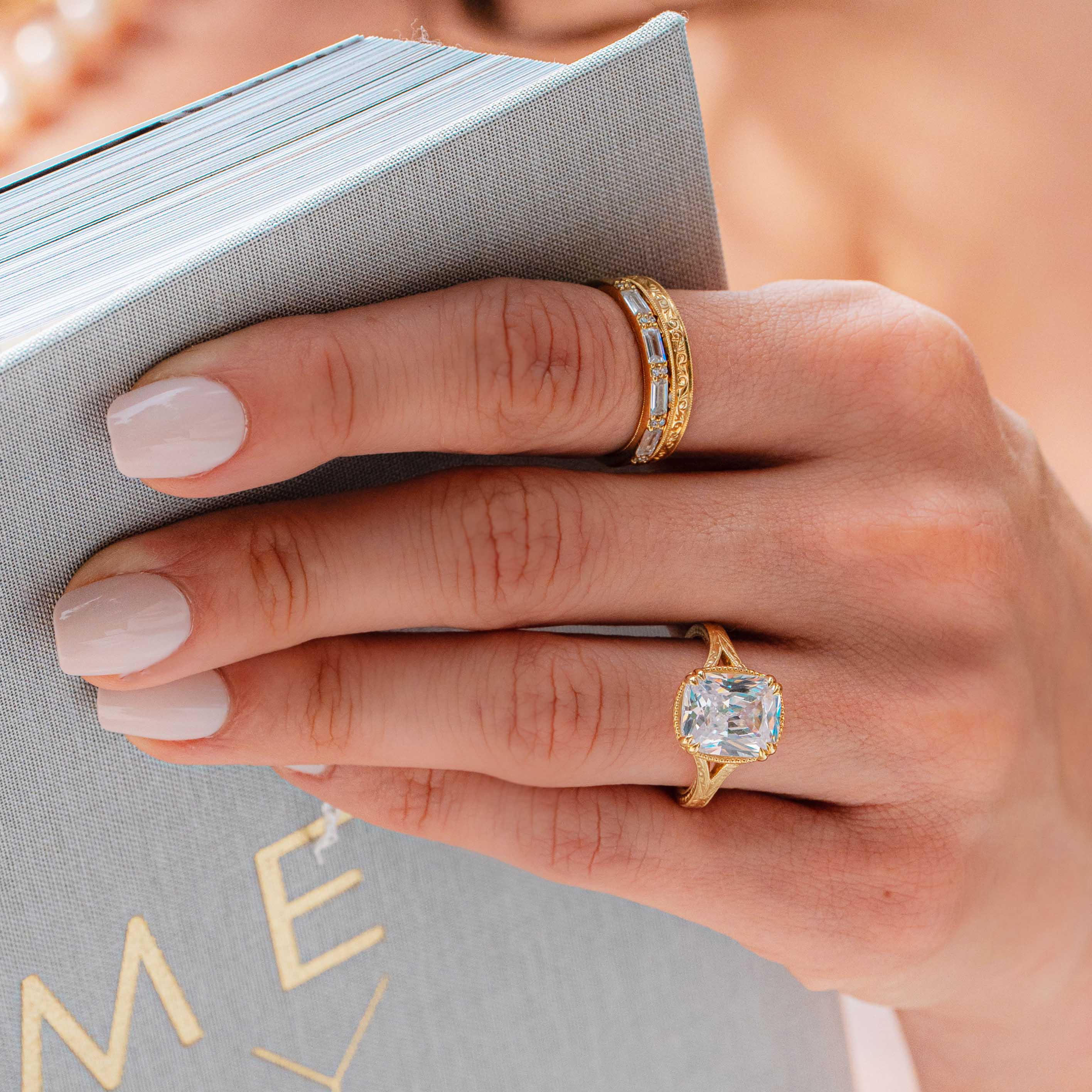 Hand-Engraved Split Shank Engagement Ring | Kirk Kara