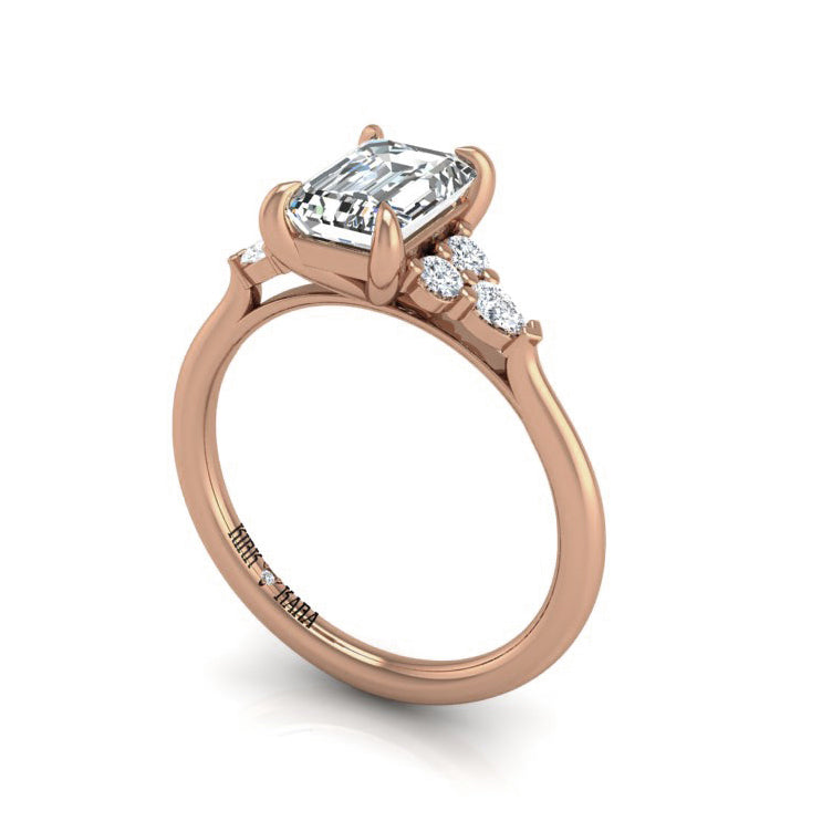 Preset Cluster Side Stone Emerald Lab Diamond Engagement Ring