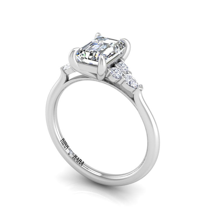 Preset Cluster Side Stone Emerald Lab Diamond Engagement Ring